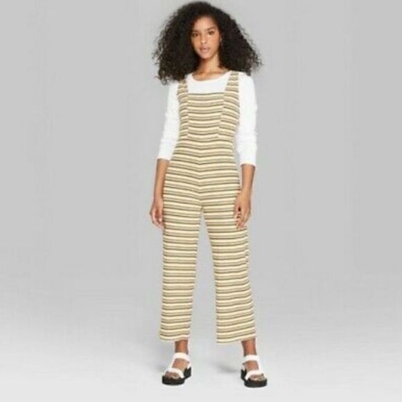 wild fable Pants - Wild Fable Striped Square Neck Knit Jumpsuit Romper Vintage Colors sz S